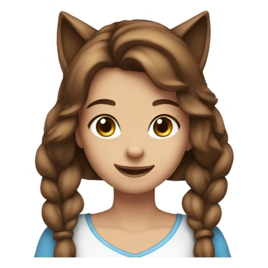 Satisfied girl emoji brown hair blue eyes cat ears sticker