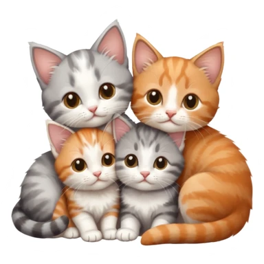 3 tiny kittens cuddling together all different colours, the first one is grey and white, the second is ginger and white and the third is brown tabby and white sticker
