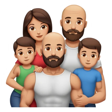 Muscular Bald man with a beard in love with his hot brunette wife and 3 sons sticker