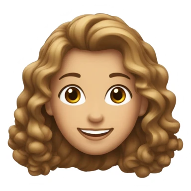 Mujer blanca con pelo rizado, castaño y largo y una gran sonrisa sticker