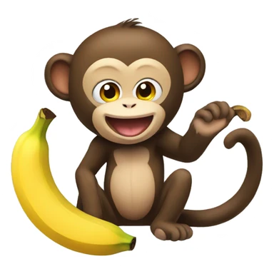 Monkey with a banana, next to a cat sticker