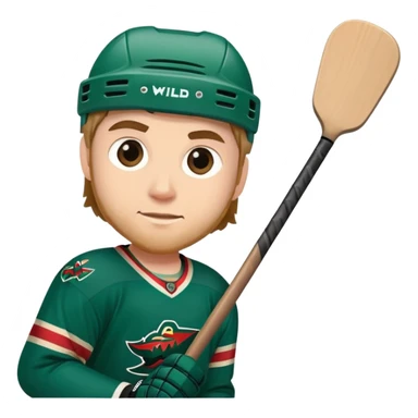 Minnesota Wild ice hockey player with one stick and puck sticker