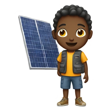 Boy with solar panel sticker