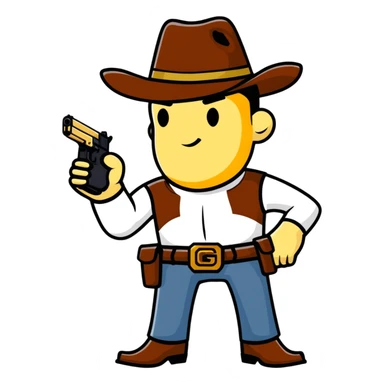 Man wearing a cowboy hat holding a gold Glock sticker