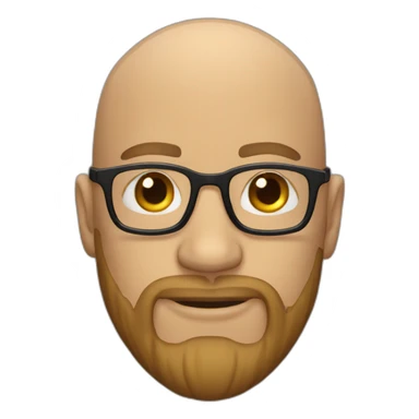 bald man with  three-day beard and glasses sticker