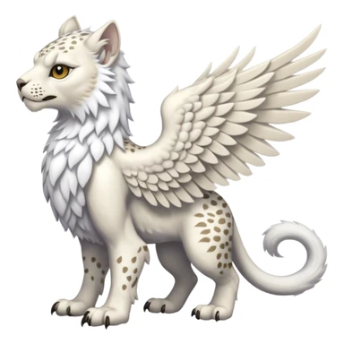 Albino white-furred Gryphon-griffin-snow-leopard-chimera-hybrid, full body sticker
