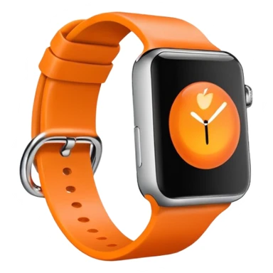 a orange apple watch with fitness rings in the style of an ios emoji  sticker