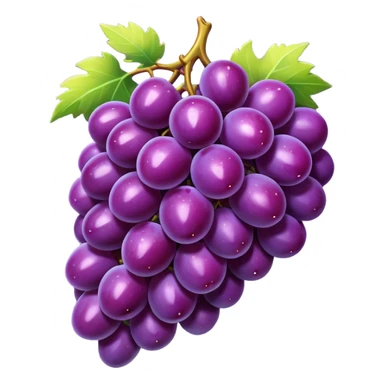 vibrant stylized bunch of purple grapes emoji, sprite for 2D fruit ninja game sticker