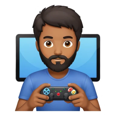 brown guy with black beard playing video games sticker