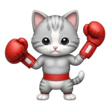 Adorable baby kitten standing with boxing gloves  sticker