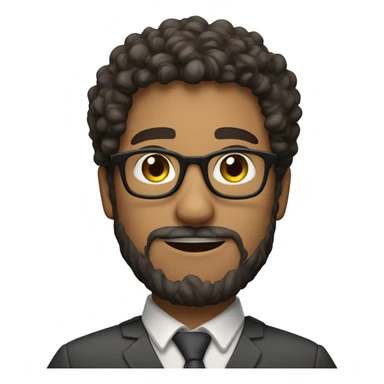 latino curly-haired male teacher wearing glasses trimmed beard sticker