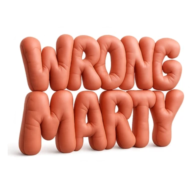 'Wrong Marty' flashy 3D text, soft and puffy cushion style sticker