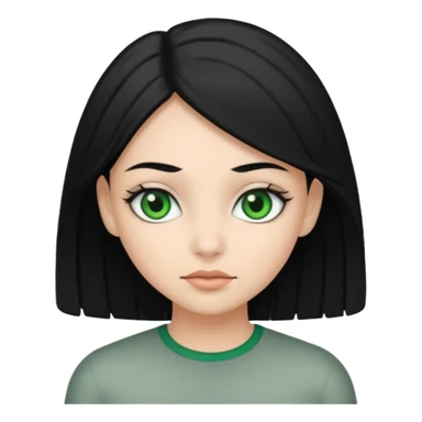 Black cat with green eyes girl with grey sticker