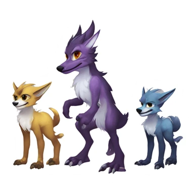 Cute Protogen-vernid-sergal-wickerbeast-fantasy-animal-fursona griffsnuff & LiLaiRa & Falvie full body sticker