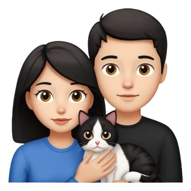 Casal com gato preto com branco sticker