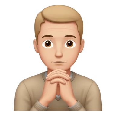 thoughtful man, no glasses, hands together in a classic thinking pose sticker
