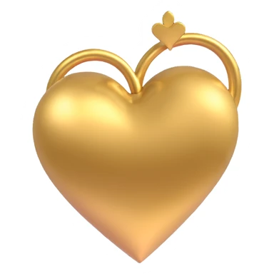 3D emoji style gold heart, metallic and luxurious sticker