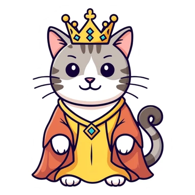 Brindle cat as princess sticker