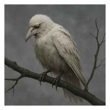 a sad white crow sticker