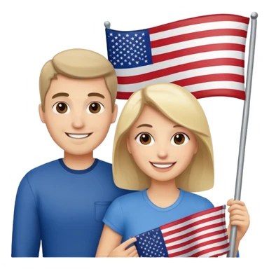 american flag hold in hands by a couple sticker