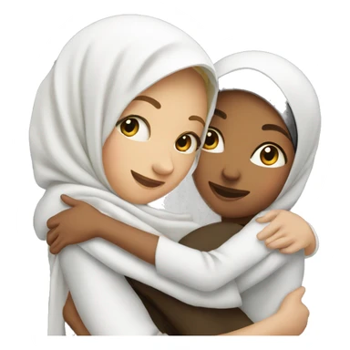 Two girls covered with Muslim women hugging sticker