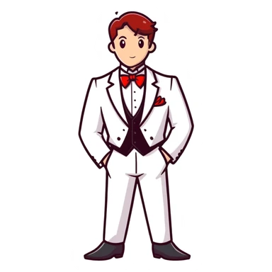 red and white formal tuxedo suit sticker
