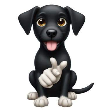 black dog puppy with thumbs up sticker