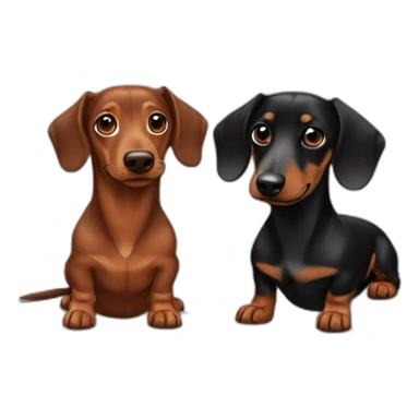 Brown dachshund and black and brown dachshund sticker