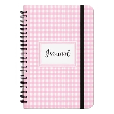 Cute  journal cover, pastel pink gingham pattern
Handwritten feminine typography, soft aesthetic, cozy girl vibe
Clean product mockup, minimal shadows, lifestyle stationery style sticker
