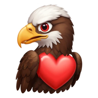 an eagle with a red heart in its beak sticker