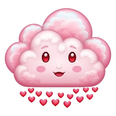 Plain white cloud with pale pink aura surrounding with hearts coming out the bottom sticker
