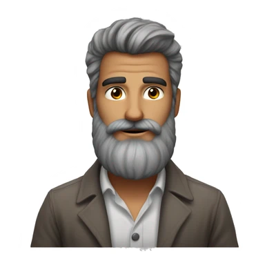 homme cheveux long catogan barbe gris blanc yeux marrons, beau goss sticker
