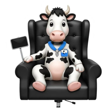 friesan cow sitting in a director's chair sticker