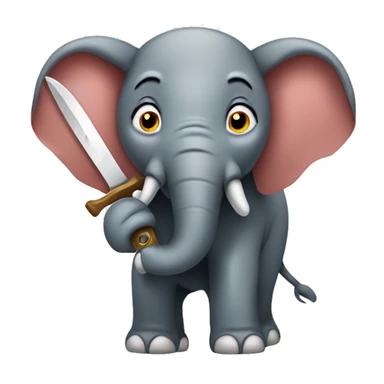 An elefant holding a knife sticker