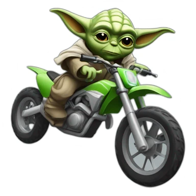 Yoda sur moto cross en roue arrière sticker