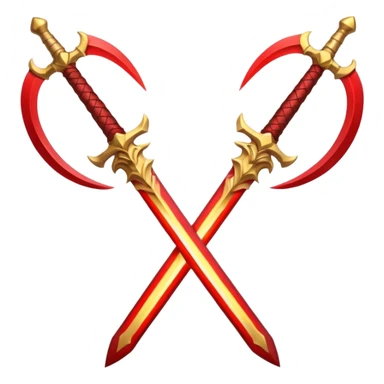 fiery royal golden swords crossewith red blade sticker