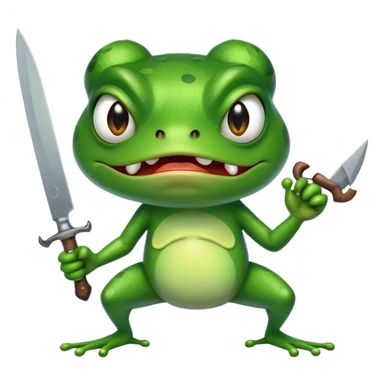 Angry cartoon frog with a knife sticker