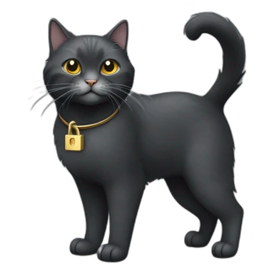 Full body Fat Russian black grey cat with golden eyes and a white lock of hair on his chest,  of hasitting and meowing  sticker