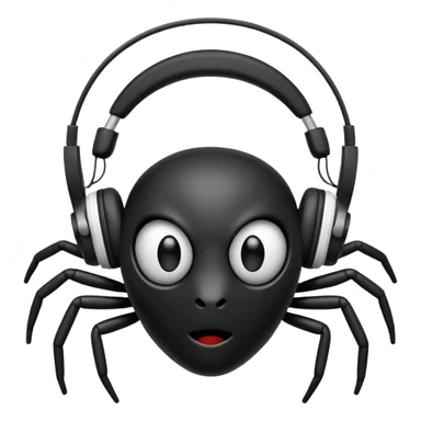 A black spider with white headphones sticker