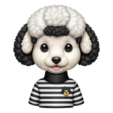 Poodle wearing black and white stripe shirt  sticker