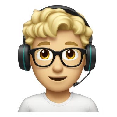 blonde boy front curl with glasses and headset sticker