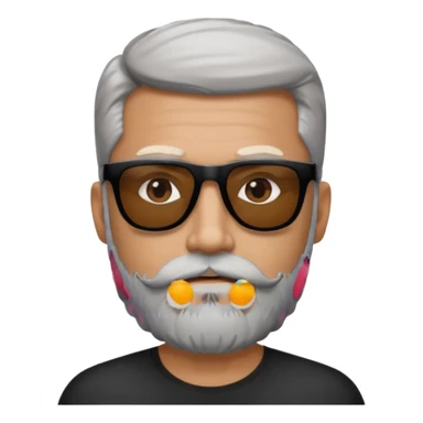 man, wearing black sunglasses, gray goatee beard sticker