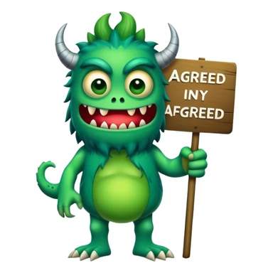 monster holding a sign "agreed" sticker