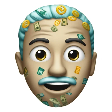 money mouth face emoji in 1960s su sticker