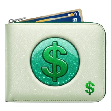glitter white wallet green symbol $ sticker