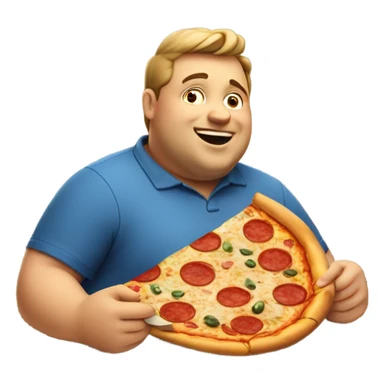 Fat man eating pizza sticker