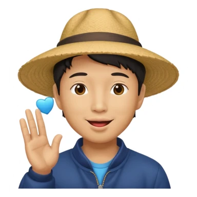 asian man in asian hat blowing a kiss sticker