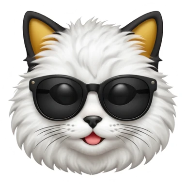 iOS-style emoji. Cat head, smug smile, black sunglasses sticker