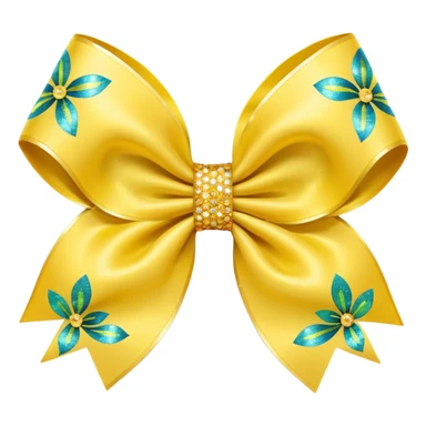 yellow flower bow with glitter sticker
