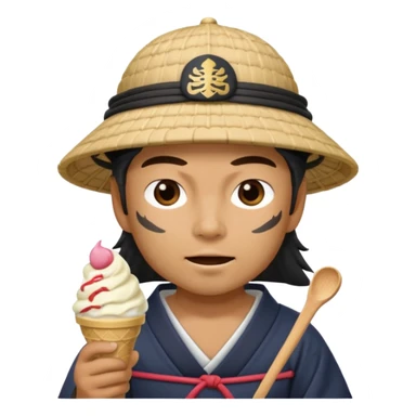 SAMURAI WARING SAMURAI CAP  EATING WITH ICECREAM sticker